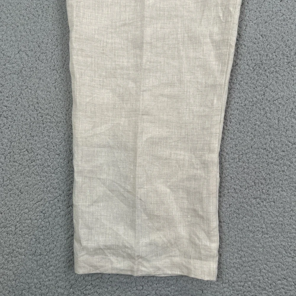 Tasso Elba Island Linen Pants Men 38x30 Beige Breathable Beach Flat Front Summer